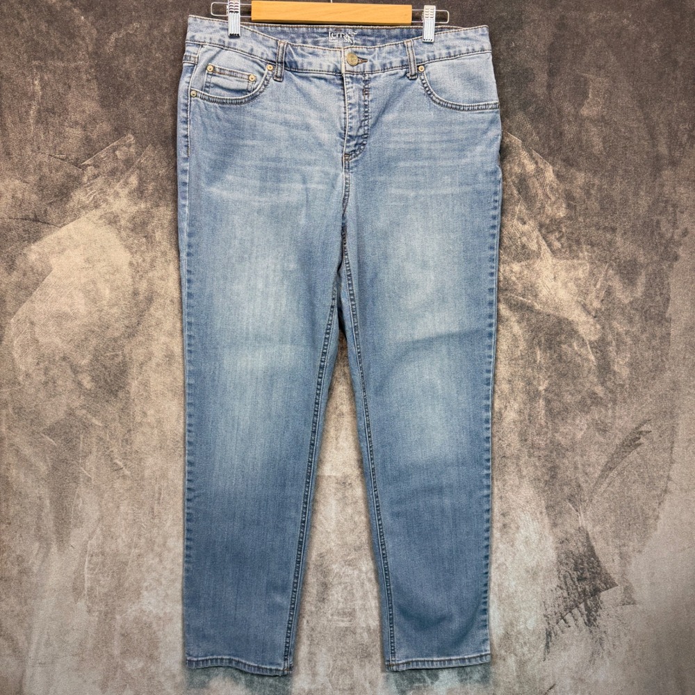 Terra & Sky Jeans Womens Blue Straight 14W Denim Casual Mid Rise Stretch